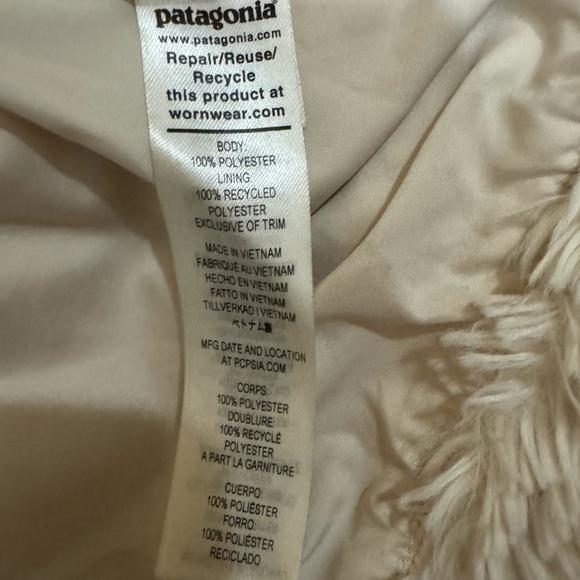 SOLD Patagonia Lunar Frost Jacket, High Pile Fleece, Natural Cream, Zip-Up,Small - Picture 9 of 9